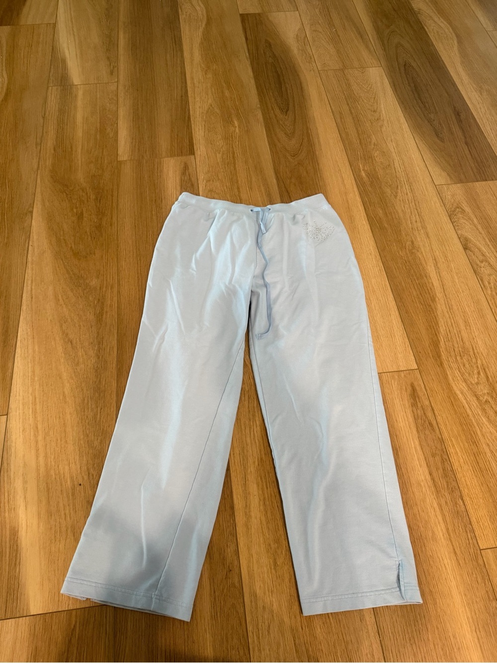 Y2K Fashion Bug Light Blue butterfly rhinestone sweat Pants